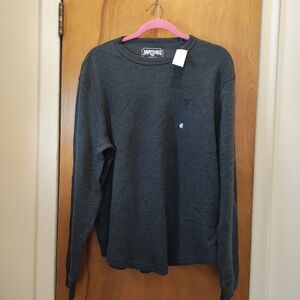 American Eagle Outfitters Men's Charcoal Long Sleeve Tee